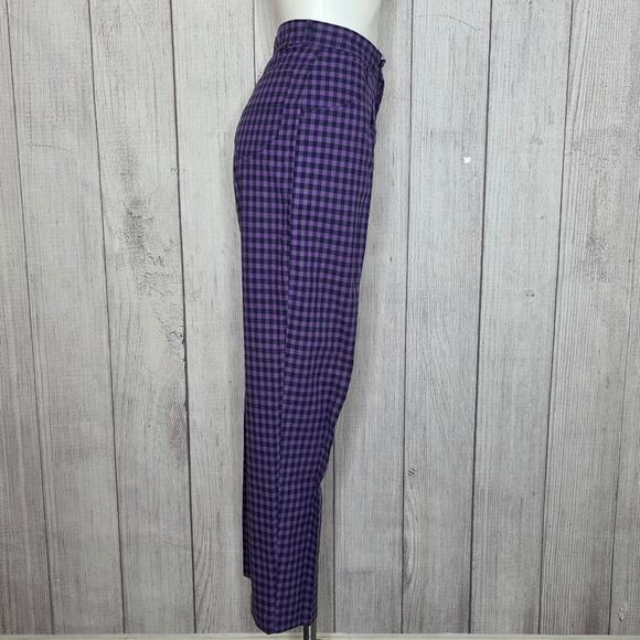 VTG 90s PALMETTO'S Super High Rise Purple/Black Plaid Pants, size 9 - Picture 3 of 9